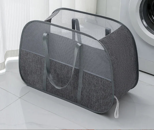 Mesh Pop-up Laundry Basket, Laundry Basket, Foldable Dirty Clothes Storage Basket, Large Capacity Storage Basket